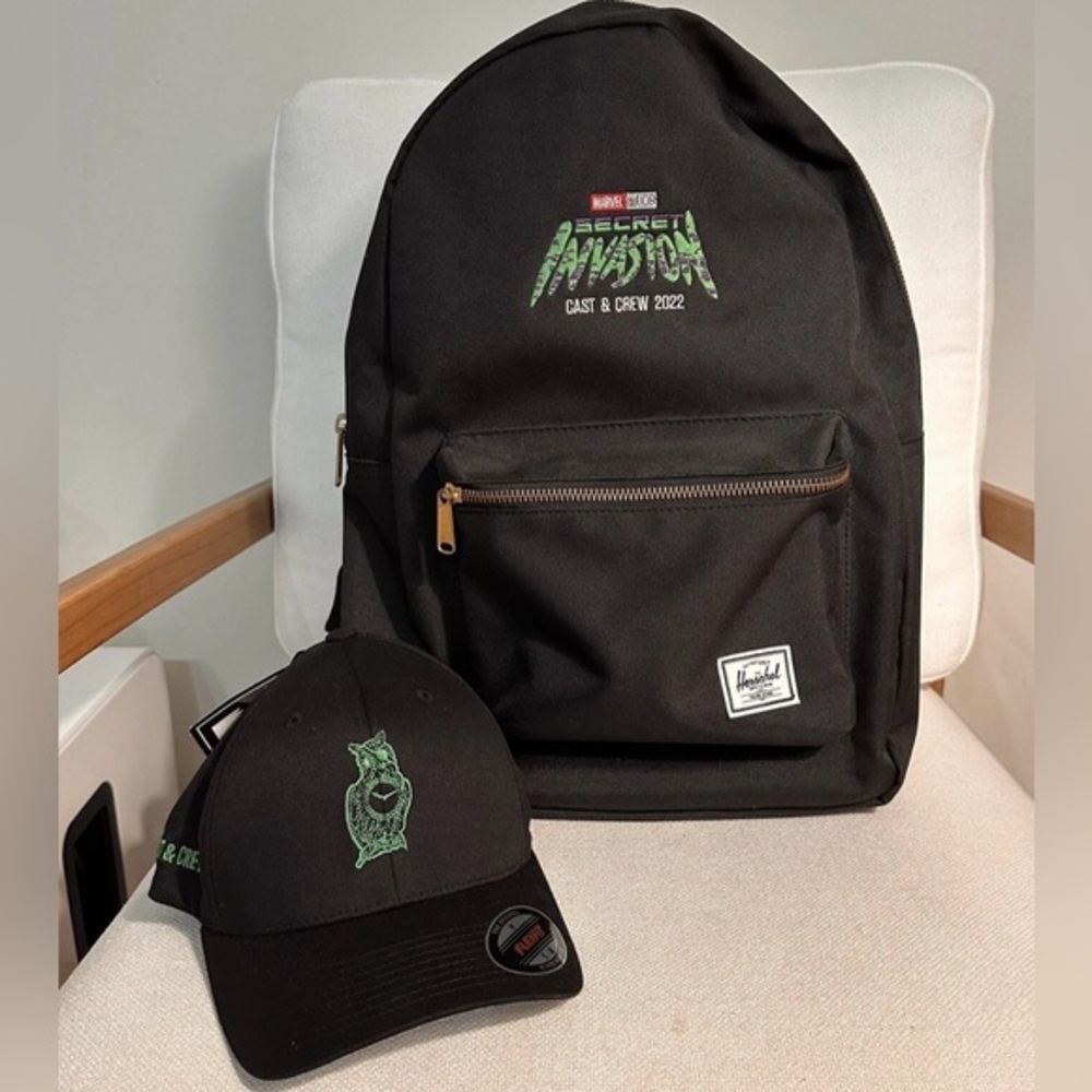 Secret Invasion Marvel Studios Cast & Crew Herschel Backpack And Hat RARE